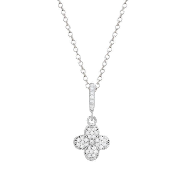 Conjunto Prateado de Trevo Cravejado de Zircônia - Imagem 4