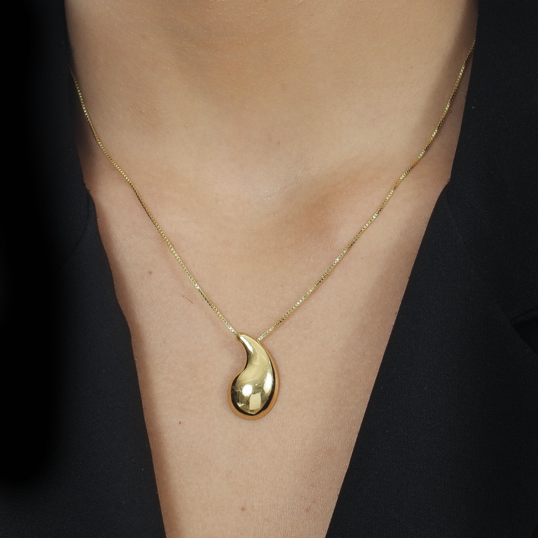 Colar Dourado de Gota Curvada - Imagem 2