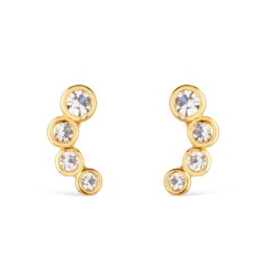Brinco Dourado com 4 Pontos de Luz em Zircônia