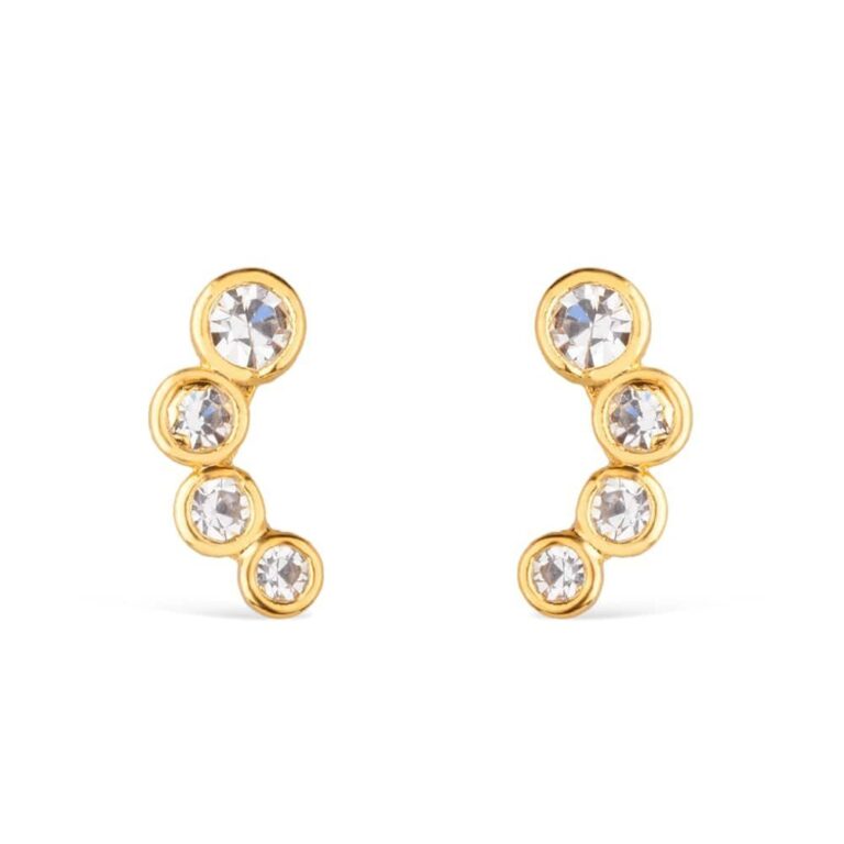 Brinco Dourado com 4 Pontos de Luz em Zircônia