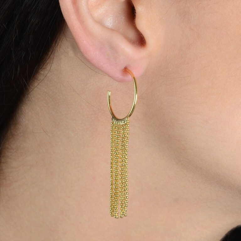 Brinco Dourado de Argola e Franja - Imagem 2