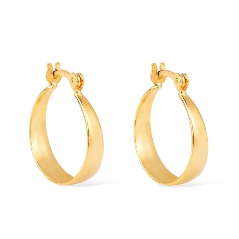 Brinco Dourado de Argola Média Lisa Chapada