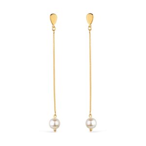 Brinco Dourado de Corrente com Pérola