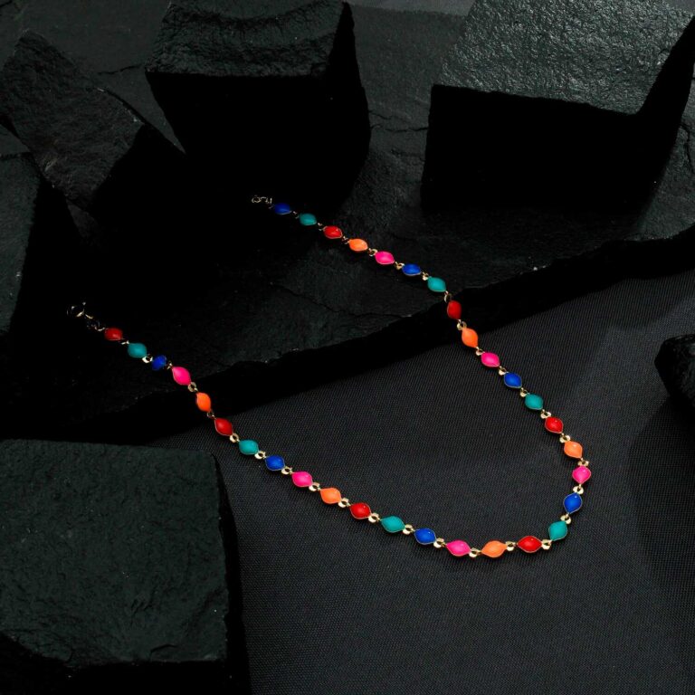 Chocker Dourada Colorida com Extensor - Imagem 3