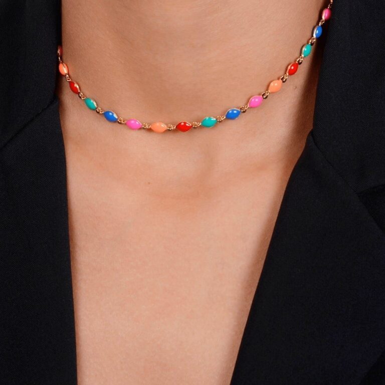Chocker Dourada Colorida com Extensor - Imagem 2