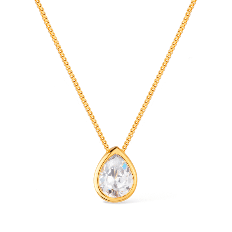 Colar Dourado de Gota em Zircônia