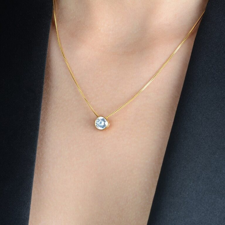 Colar Dourado Zircônia Ponto de Luz - Imagem 2