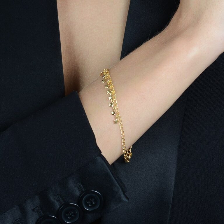 Pulseira Dourada Chuveirinho com Pingentes de Estrela - Imagem 2